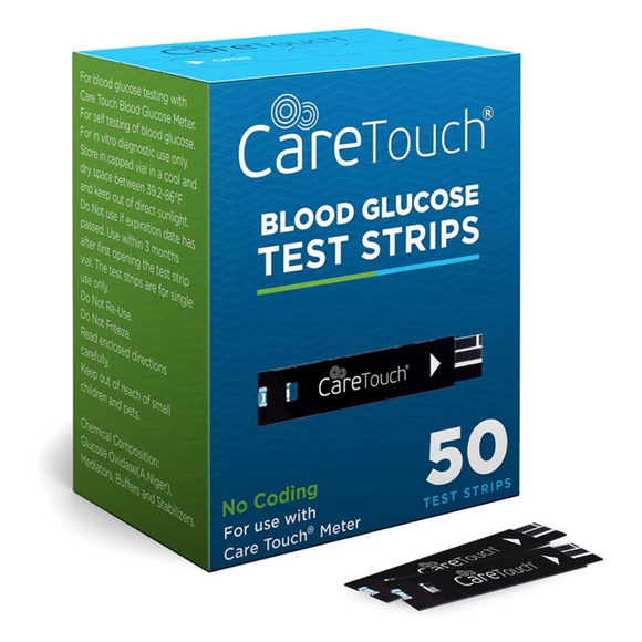 Care Touch Blood Glucose Test Strips, No Coding, Box of 50, CT50, EXP 11/24