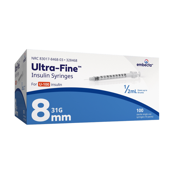 embecta Ultra-Fine Needle U100 Insulin Syringes, BD Becton Dickinson