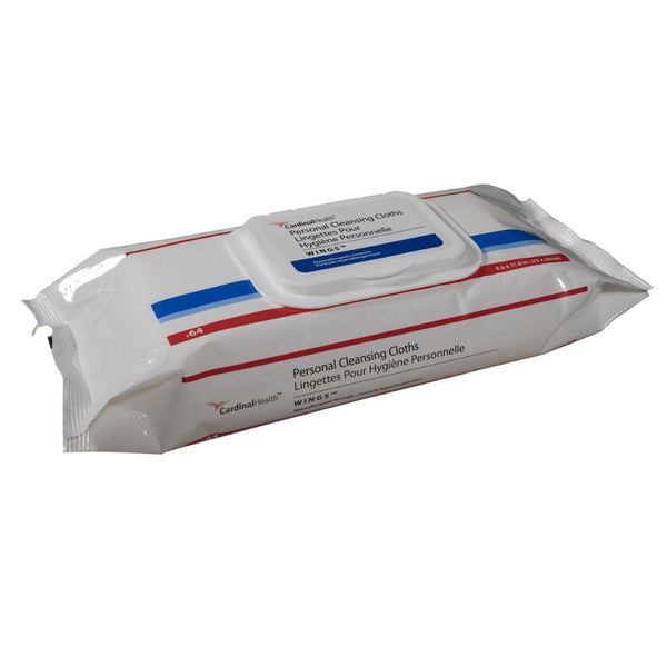 Cardinal Health Wings Personal Cleansing Cloth Infused with Vitamin E, Chamomile, and Aloe Vera, No-Rinse Formulation, Softpack