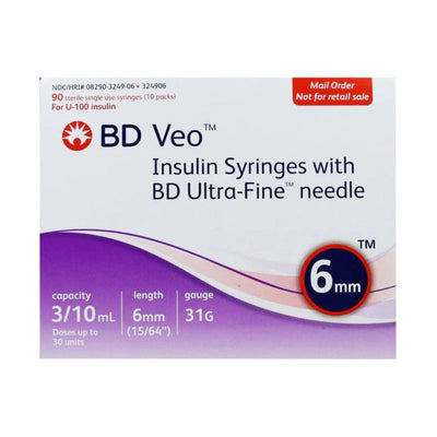 BD Veo with Ultra-Fine Needle U100 Insulin Syringes, Becton Dickinson