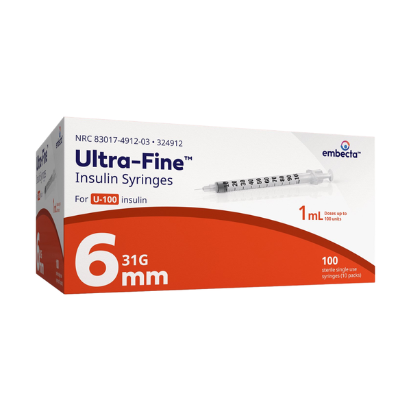 embecta Veo with Ultra-Fine Needle U100 Insulin Syringes, BD Becton Dickinson