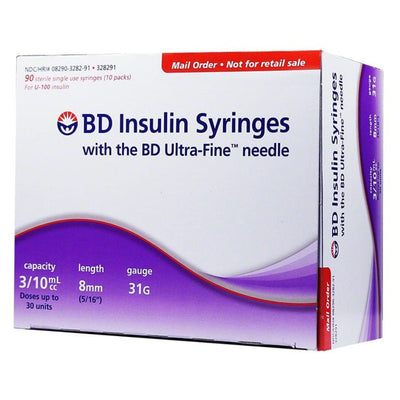 BD Ultra-Fine Needle U100 Insulin Syringes, Becton Dickinson