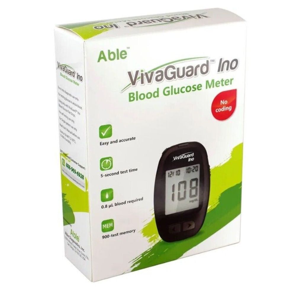 Able VivaGuard Ino Blood Glucose Test Strips / Meter / Monitoring Kit ...