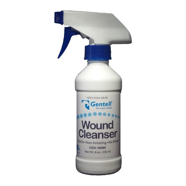 Gentell Dermal Wound Cleanser No Rinse Gentle Non Irritating Spray Bottle 8 oz.