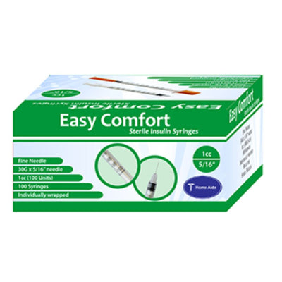 Home Aide EasyComfort U100 Individually Wrapped Insulin Syringes, Easy Comfort