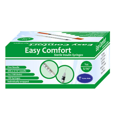 Home Aide EasyComfort U100 Individually Wrapped Insulin Syringes, Easy Comfort