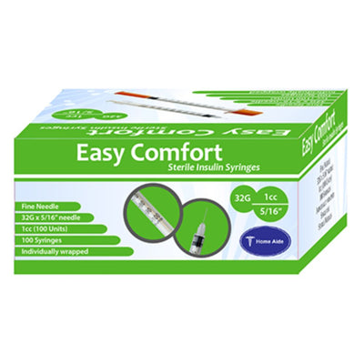 Home Aide EasyComfort U100 Individually Wrapped Insulin Syringes, Easy Comfort