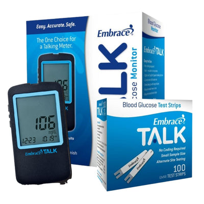 Omnis Health Embrace Talk Blood Glucose Test Strips / Meter / Monitoring Kits