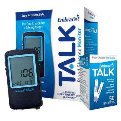 Omnis Health Embrace Talk Blood Glucose Test Strips / Meter / Monitoring Kits