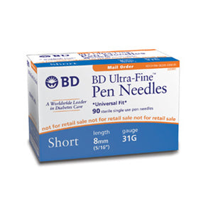 BD Ultra-Fine 31G (0.25mm) 5/16in (8mm) 90 Becton Dickinson U100 Insulin Short Pen Needles