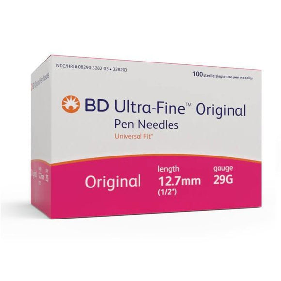 BD Ultra-Fine 29G (0.33mm) 1/2in (12.7mm) 100 Becton Dickinson U100 Insulin Original Pen Needles