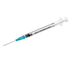 BD PrecisionGlide 25G (0.5mm) 1in (25.4mm) 1cc (1mL) Blister Package Becton Dickinson Detachable Needle Insulin Syringes, 2 Unit Scale, 25 Gauge