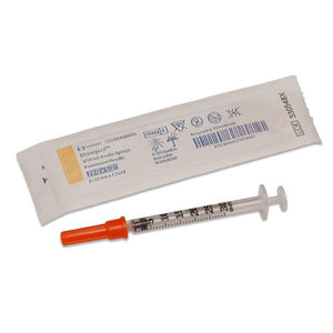 Covidien Monoject SoftPack 29G 1/2in (12.7mm) 3/10cc (0.3mL) U100 Insulin Syringes, 29 Gauge (0.33mm), Box of 100