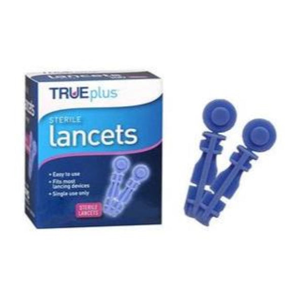 Trividia 30G (0.30mm) True Plus Lancets, 30 Gauge, Sterile, Comfort Tip, Box of 100