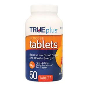 Trividia Health TRUEplus Glucose Tablet, 15g Fast-Acting Carbs/Serving, Orange Flavor, 50 Tablets, P1H01RN