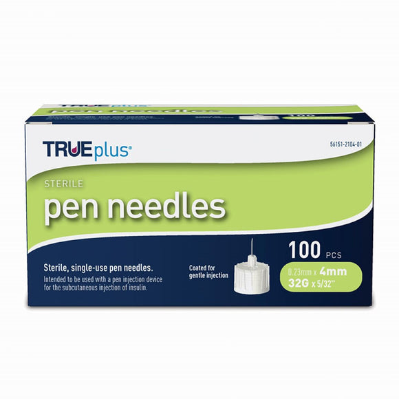 Trividia TRUEplus 32G (0.23mm) 5/32in (4mm) 100 U100 Insulin Pen Needles