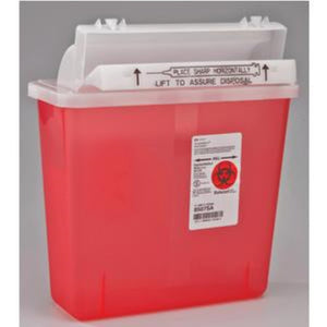 Kendall SharpStar In-Room Sharps Container with Counter-Balanced Lid, 5 Quart, Transparent Red