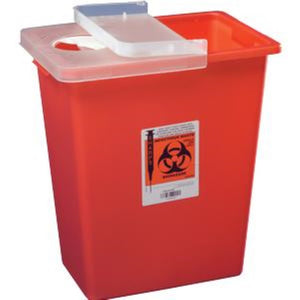 Kendall Healthcare SharpSafety™ Sharps Container with Hinged Lid 8 gal, 17-3/4" H x 15-1/2" W x 11" D