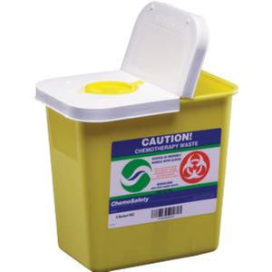 Kendall ChemoSafety Container with Hinged Lid, 8 Quart (2 gal), Yellow