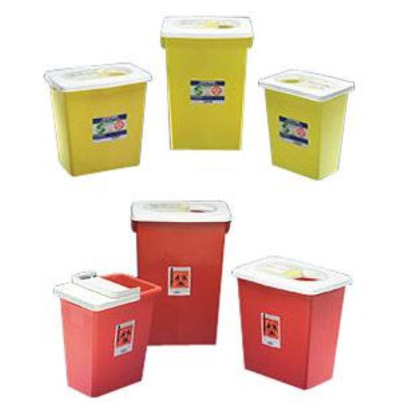 Kendall PGII D.O.T. Compliant Sharps Disposal Container 8 gal, Yellow, Hinged Lid