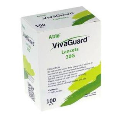 Able 30G (0.30mm) VivaGuard Lancets, 30 Gauge, Box of 100