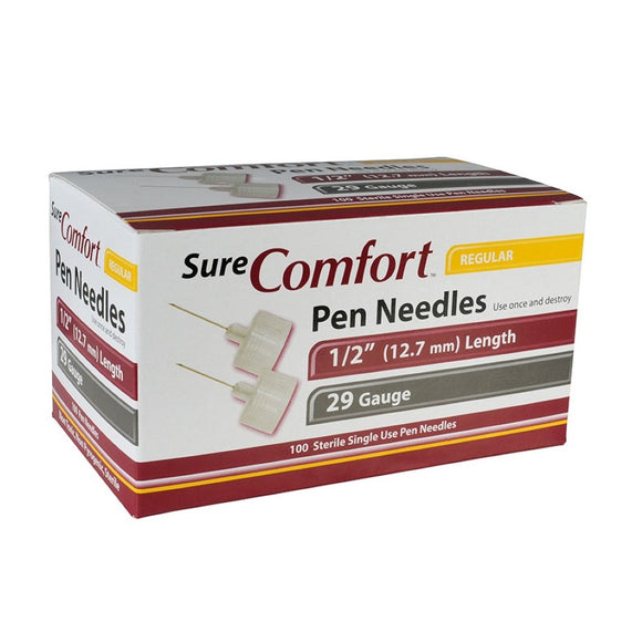 Allison Medical SureComfort 29G (0.33mm) 1/2in (12.7mm) 100 U100 Insulin Pen Needles