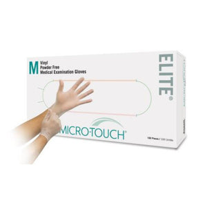 Ansell MicroTouch Elite Vinyl Exam Glove, Medium, Non-sterile, Powder-free, Latex-free, Cream, 3092
