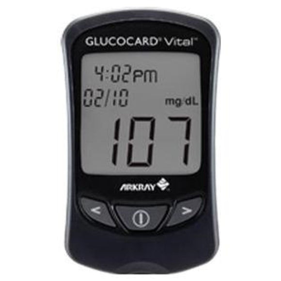 Arkray Glucocard Vital Blood Glucose Meter Kit, Sugar Level Monitoring System with Glucose Oxidase System, 250-Test Memory, Auto Coding, 761100