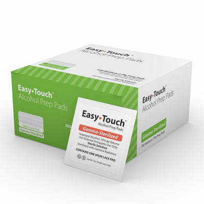 MHC EasyTouch Prep Pads, 70% Alcohol, Spun Lace, Gamma-Sterilized, Box of 200