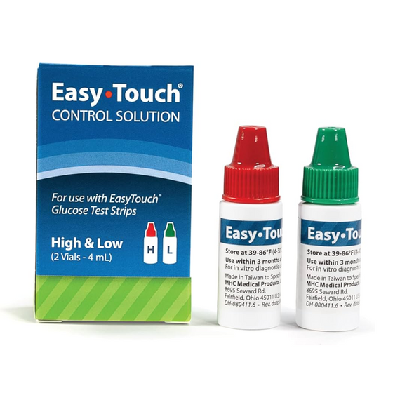 MHC EasyTouch Glucose Blood Glucose Control Solution, High & Low, 4mL, 810001