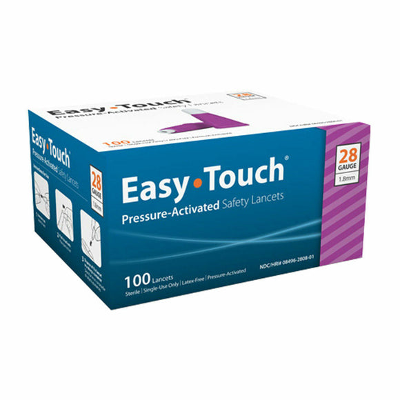 MHC EasyTouch 28G (0.36mm) Pressure Activated Safety Lancets, 28 Gauge, Box of 100