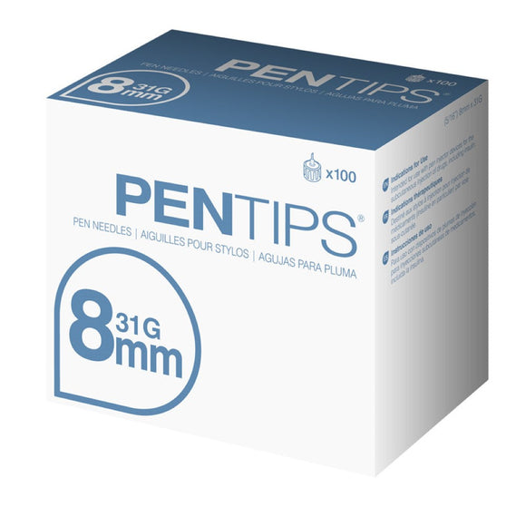 Owen Mumford Unifine Pentips 31G (0.25mm) 5/16in (8mm) 100 U100 Insulin Pen Needles