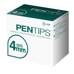 Owen Mumford Unifine Pentips 32G (0.23mm) 5/32in (4mm) 100 U100 Insulin Pen Needles
