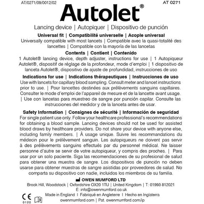 Owen Mumford Autolet Impression Advanced Lancing Device, Comfort Zone Technology, 7 Customizable Penetration Depth Settings, AT0271