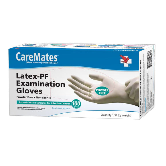 CareMates Latex Exam Glove, Powder-free, Non-sterile, Textured