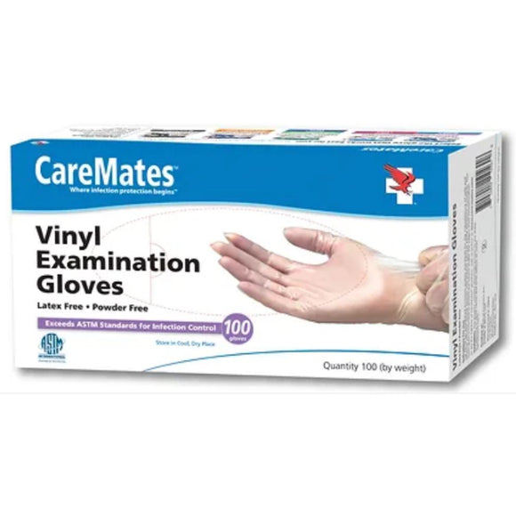 CareMates Vinyl Exam Glove, Small, Non-sterile, Powder-free, Latex-free, 10411010