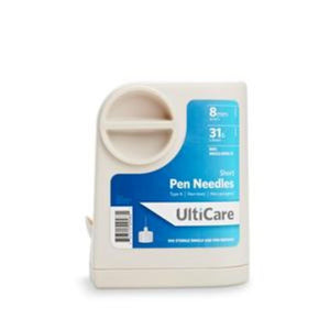 Ultimed UltiCare 31G (0.25mm) 5/16in (8mm) U100 Insulin Short Pen Needles with UltiGuard Safe Pack