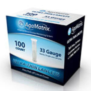 AgaMatrix 33G (0.20mm) WaveSense iTest Ultra-thin Lancets, 33 Gauge, Sterile, Box of 100
