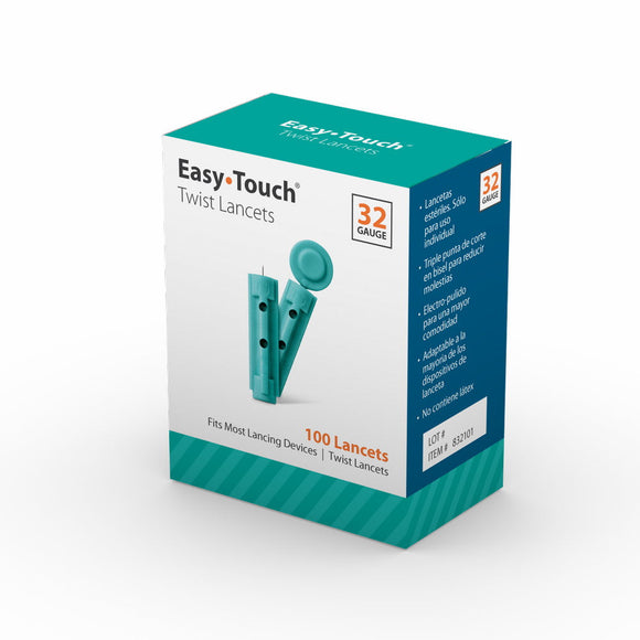 MHC EasyTouch 32G (0.23mm) Twist Top Lancets, 32 Gauge, Box of 100