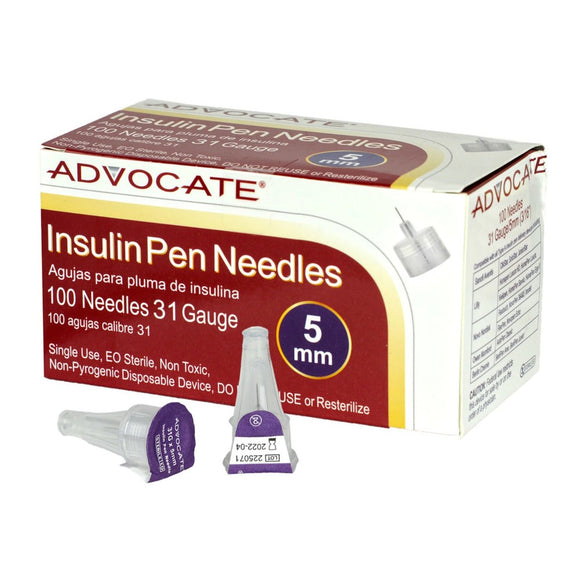 Pharma Supply Advocate 31G (0.25mm) 3/16in (5mm) U100 Insulin Mini Pen Needles, 31 Gauge
